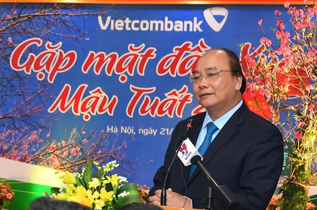 Thủ tướng Chính phủ chúc tết tại Vietcombank nhân dịp đầu xuân mậu tuất 2018