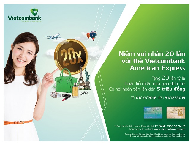 Chương trình “niềm vui nhân 20 lần với thẻ Vietcombank american express”