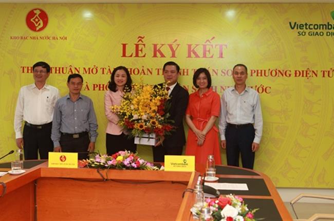 Vietcombank Sở giao dịch hợp tác thanh toán song phương điện tử và phối hợp thu ngân sách nhà nước với Kho bạc Nhà nước Hà Nội.
