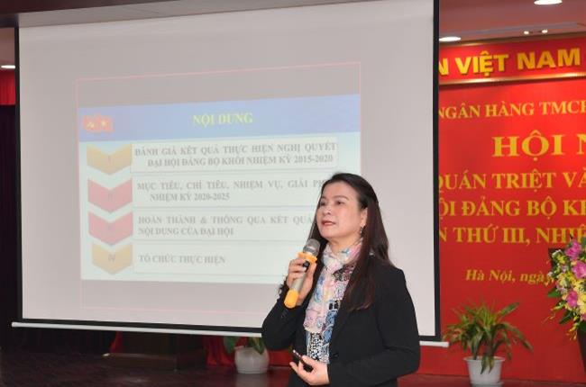 Đảng bộ Vietcombank tổ chức Hội nghị học tập, quán triệt và triển khai thực hiện Nghị quyết Đại hội Đảng bộ Khối DNTW lần thứ III, nhiệm kỳ 2020 - 2025