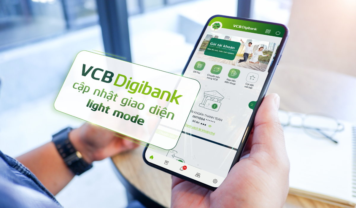 Ứng dụng VCB Digibank có thêm lựa chọn giao diện nền sáng