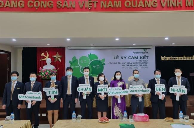 Vietcombank Chí Linh tổ chức lễ ký cam kết thực hiện các giá trị văn hóa Vietcombank 