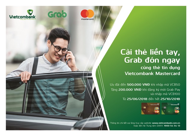 Chương trình “Cài thẻ liền tay, Grab đón ngay” dành cho Thẻ tín dụng Vietcombank MasterCard