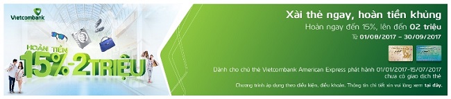Vietcombank triển khai chương trình khuyến mại “xài thẻ ngay, hoàn tiền khủng“