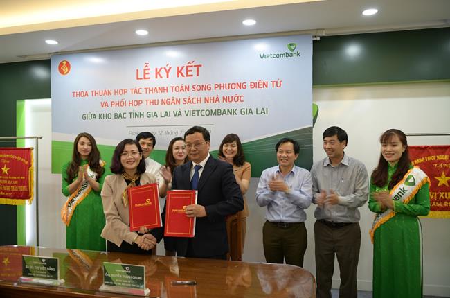 Vietcombank Gia Lai ký kết Thỏa thuận hợp tác thanh toán song phương điện tử và phối hợp thu ngân sách Nhà nước với Kho bạc Nhà nước tỉnh Gia Lai