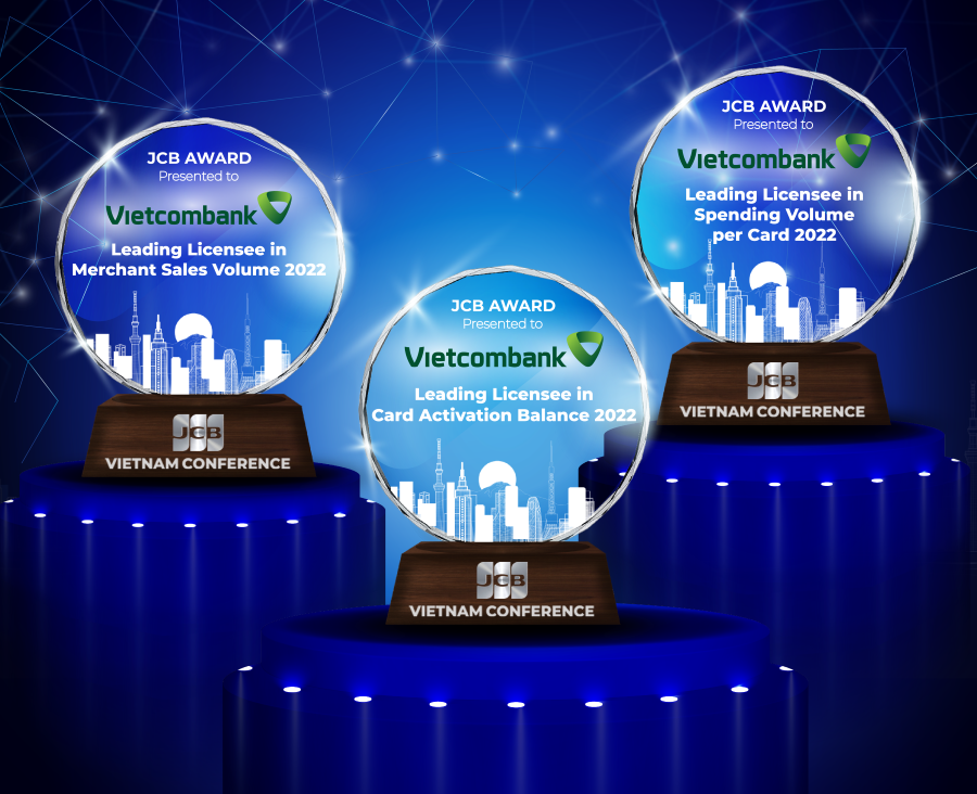 Vietcombank vinh dự nhận 3 giải thưởng của tổ chức thẻ quốc tế JCB